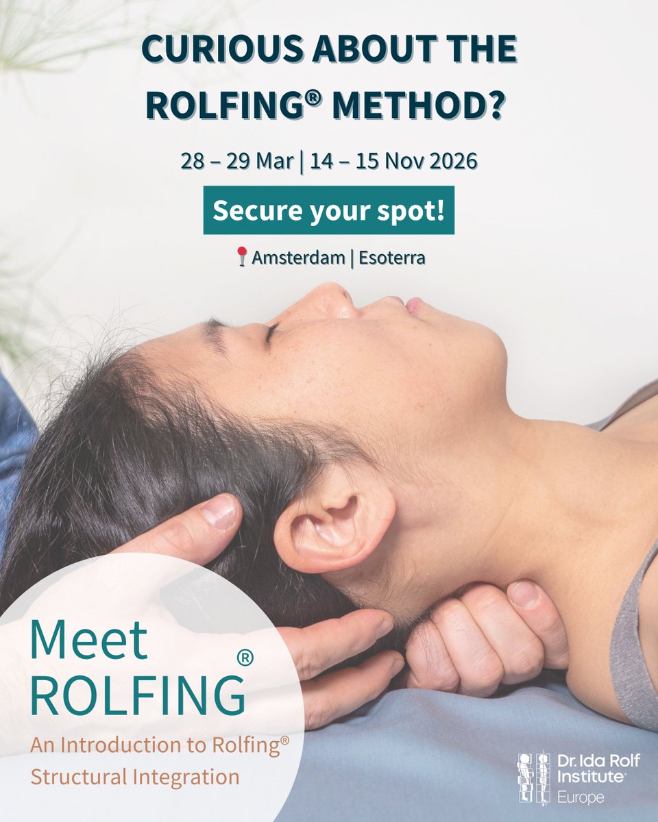 Introductory Meet Rolfing® weekends in Amsterdam (English):
  🗓 28–29 Mar 2026
  🗓 14–15 Nov 2026
🗣 German option:
  📍 Munich | 28 Feb – 1 Mar 2026
rolfing.org/find-a-course?…