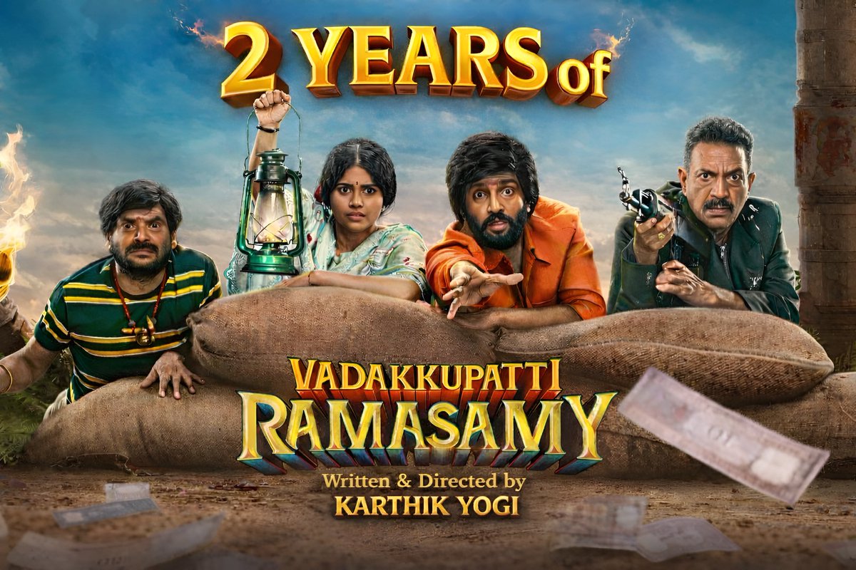 CinemaXverse's tweet image. 2 Years #VadakkupatiRamasamy 😂❤️ — One of the Underrated Movie in Santa's Career 

#Santhanam | #Meghaaakash