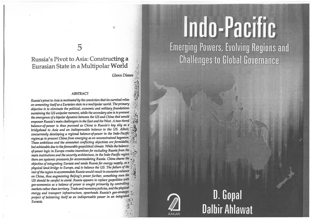 Posted this picture of my book chapter on Facebook, exactly 10 years ago today: “Russia’s Pivot to Asia: Constructing a Eurasian State in a Multipolar World.”
I argued that Russia’s dream of an inclusive Greater Europe, based on Gorbachev’s Common European Home, had died, as NATO
