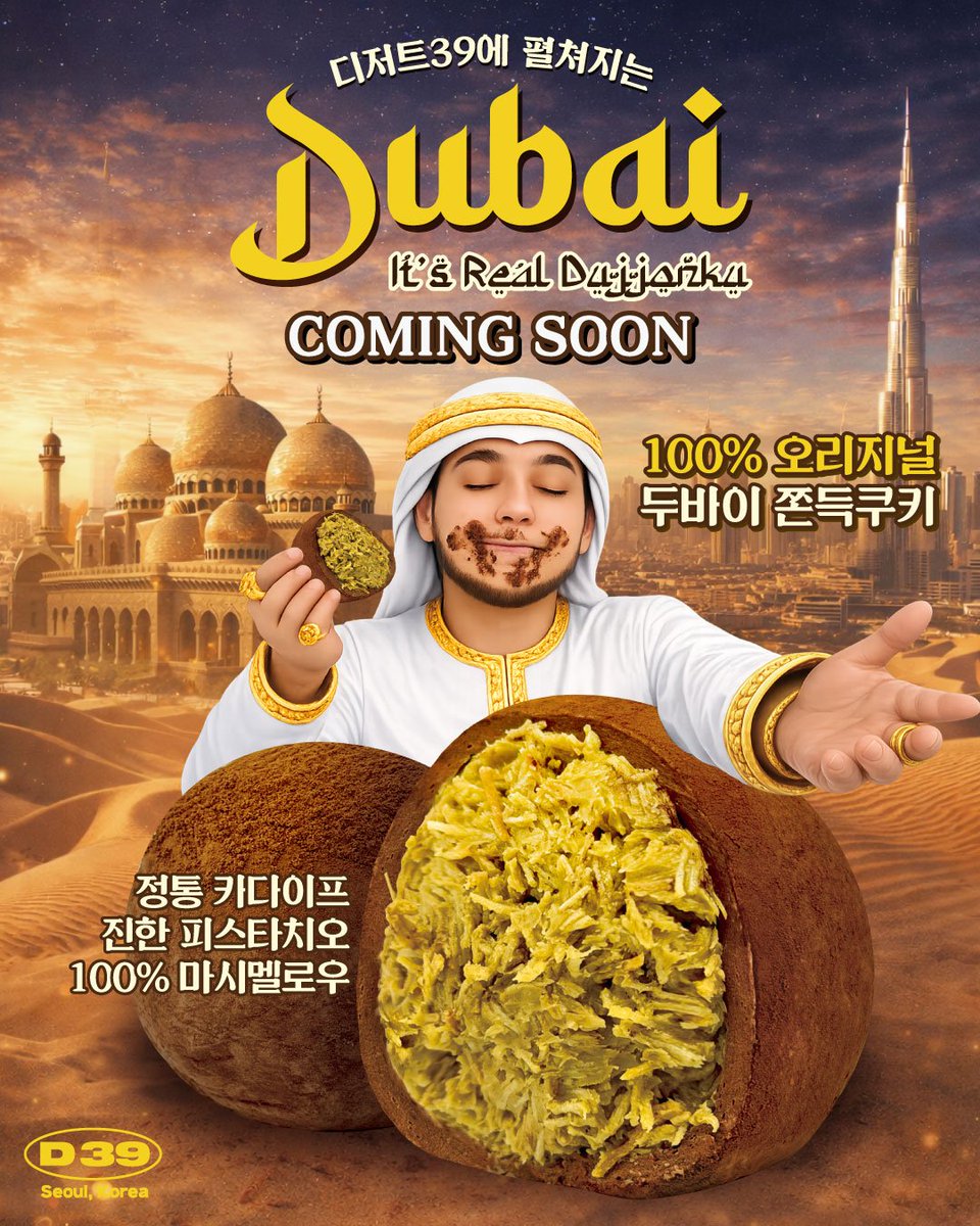 Dessert39_'s tweet image. #RT이벤트
삼구 #두쫀쿠 열차 탑승 커밍쑨- 🚂

진짜 마시멜로우.
진짜 카다이프.
진짜 피스타치오로 만든

내가 진짜 두쫀쿠 🧆
(HACCP 인증까지 받았어요 &amp;gt;⤙&amp;lt;

#RT + #팔로우
- 디저트39 1만원권 APP 쿠폰 (5명)
- 발표: 02/06 (금)