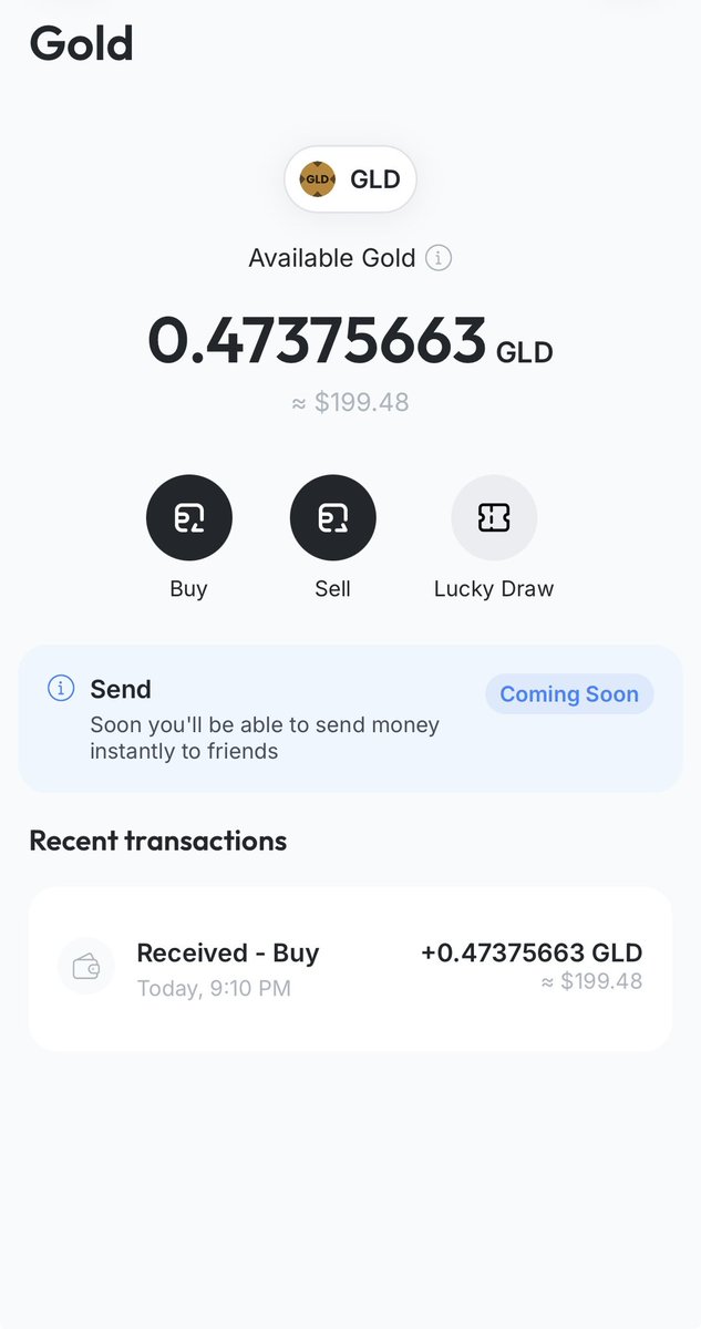 Gold is dumping so…
I just bought some Gold 😆

Tokenized gold is amazing via <a href="/GluonMoney/">Gluon</a> 
- self custodial, always your gold 
- carry any amount to any country
- fractional, buy $5 not $5000 
- sell/cash out easily anytime anywhere

Who wants some Gold giveaway? Drop in comment