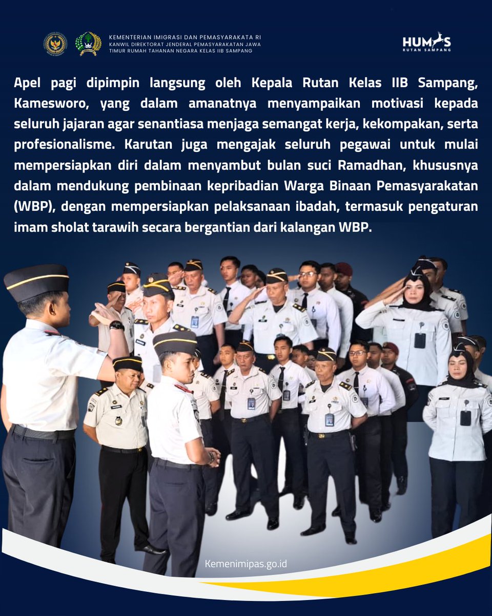 RutanSampang's tweet photo. KARUTAN SAMPANG PIMPIN APEL PAGI, TEKANKAN DISIPLIN DAN PERSIAPAN SAMBUT RAMADHAN https://t.co/3MtWXgnfrX