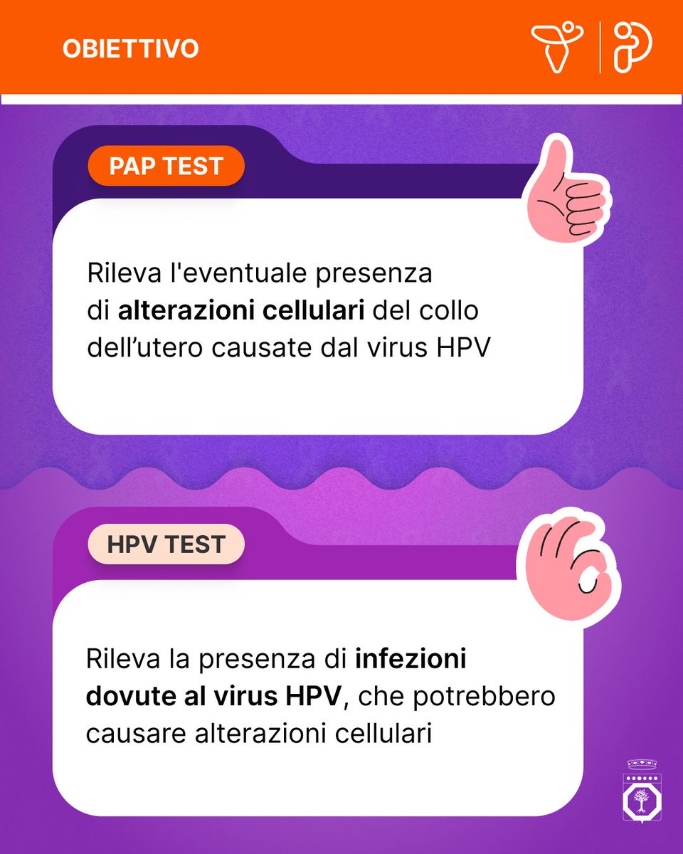RegionePuglia's tweet image. 🚺In Puglia il percorso per la prevenzione del #tumoredellacerviceuterina cambia a seconda dell'età:
#PapTest, ogni tre anni, dai 25 ai 29 anni;
#HPVtest, ogni cinque anni, dai 30 ai 64 anni.

📲 Scorri le card del post e scopri tutte le differenze.

#PrevenzionePuglia