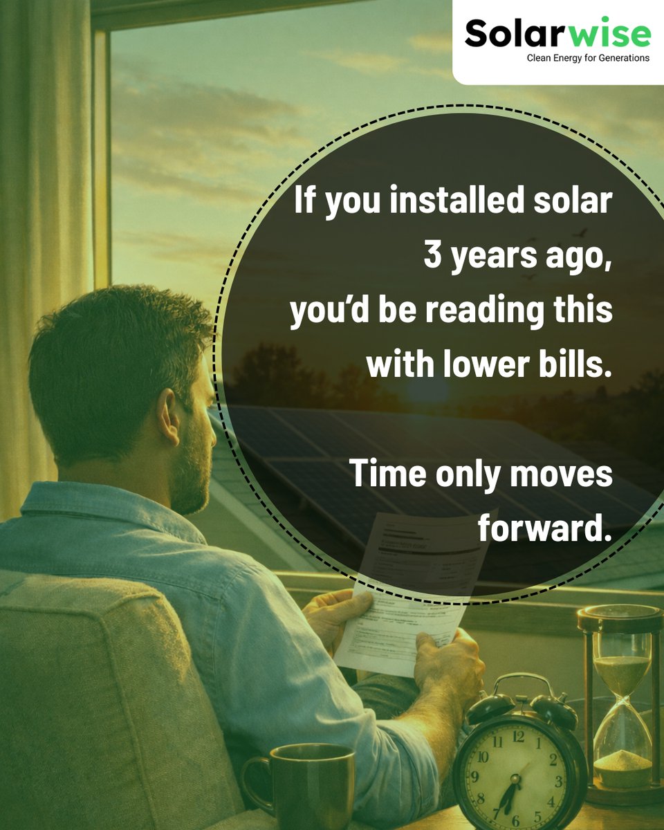 solarwise_in's tweet photo. Time only moves forward.
Savings start when you decide.

📞 Call Now: +91-8527278141 || 🌐 Visit: https://t.co/epEzRkkILp

#GoSolar #TimeToSwitch #SolarSavings #LowerBills #SmartEnergy #RooftopSolar #FutureReady #Solarwise https://t.co/2Djsa7zS0b