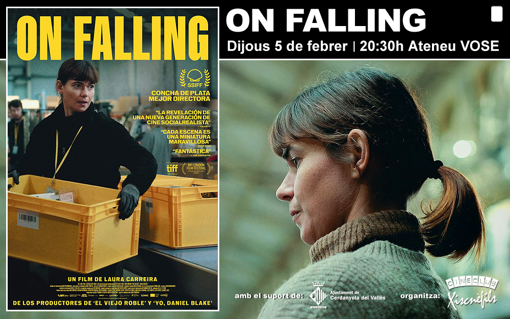 Aquest dijous a Xiscnèfils, 5 de febrer (20:30h. Ateneu) 'ON FALLING' de Laura Carreira | Regne Unit, 2025 - 104 min. Color VOSE (anglès) xisc.org #cerdanyola