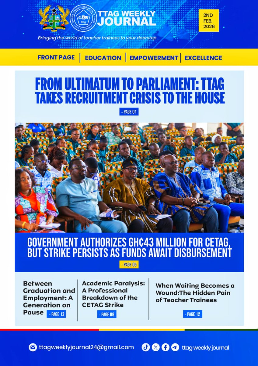📰 𝗧𝗧𝗔𝗚 𝗪𝗲𝗲𝗸𝗹𝘆 𝗝𝗼𝘂𝗿𝗻𝗮𝗹 (𝗧𝗪𝗝) 📝

🗓️ 2𝗻𝗱 𝗙𝗲𝗯𝗿𝘂𝗮𝗿𝘆, 2026

📄 𝗙𝗿𝗼𝗻𝘁 𝗣𝗮𝗴𝗲

TWJ… bringing the world of teacher trainees to your doorstep. ✍️

𝑻𝑻𝑨𝑮 𝑬𝒅𝒊𝒕𝒐𝒓𝒊𝒂𝒍 𝑩𝒐𝒂𝒓𝒅 ’25
#TTAG #TWJ #teacherposting #EducationCrisis