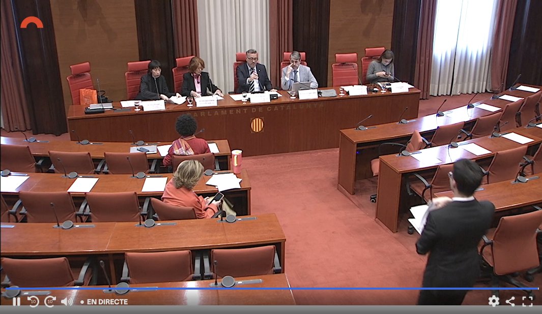 8 minuts més tard del previst, comença la comissió d'investigació de la DGAIA. 
Les compareixents comencem davant una sala semi- buida. 
On són els senyors diputats?