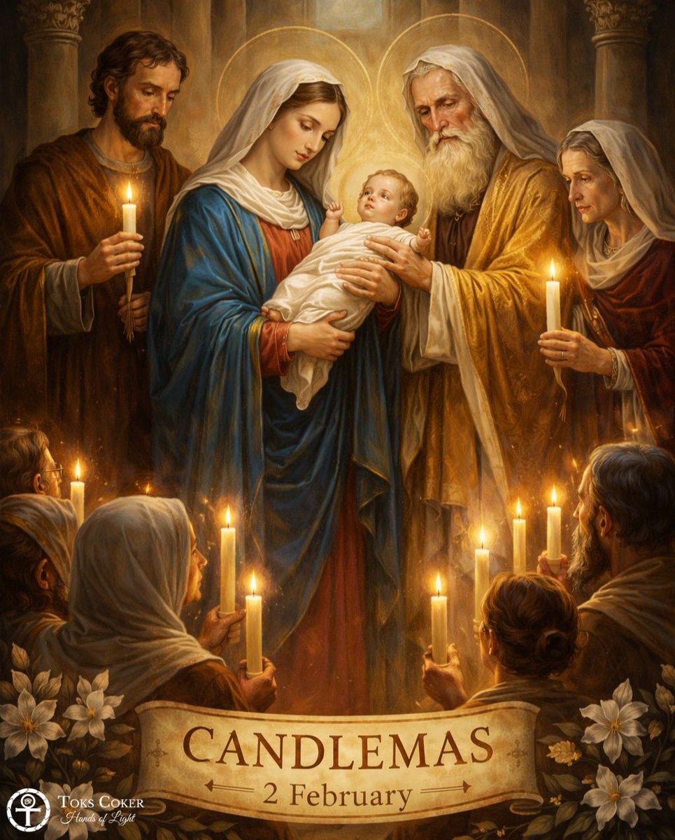 Candlemas is a Christian Holy Day commemorating the presentation of Jesus at the Temple. 

#ToksCoker #HandsOfLight #candlemas #candlemass #feastofthepresentationofjesus #purificationoftheblessedvirginmary #FeastoftheHolyEncounter #EpiphanySeason #jesusatthetemple #jesus