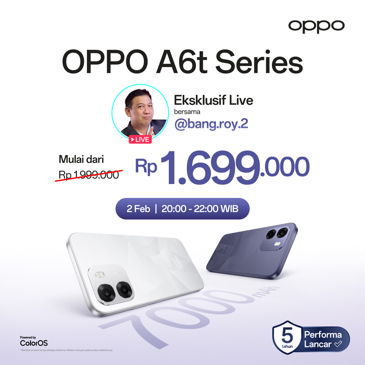 OPPOIndonesia's tweet photo. Lanjut ke Live Eksklusif 🔴 bareng Bang Roy malam ini mulai pukul 20:00-22:00 WIB! 

Set remindermu buat dapetin #OPPOA6t Series si #AndalanSetiapSaat. Buruan sebelum kehabisan!

https://t.co/0CuU6BEVPj https://t.co/WplZleyxLD