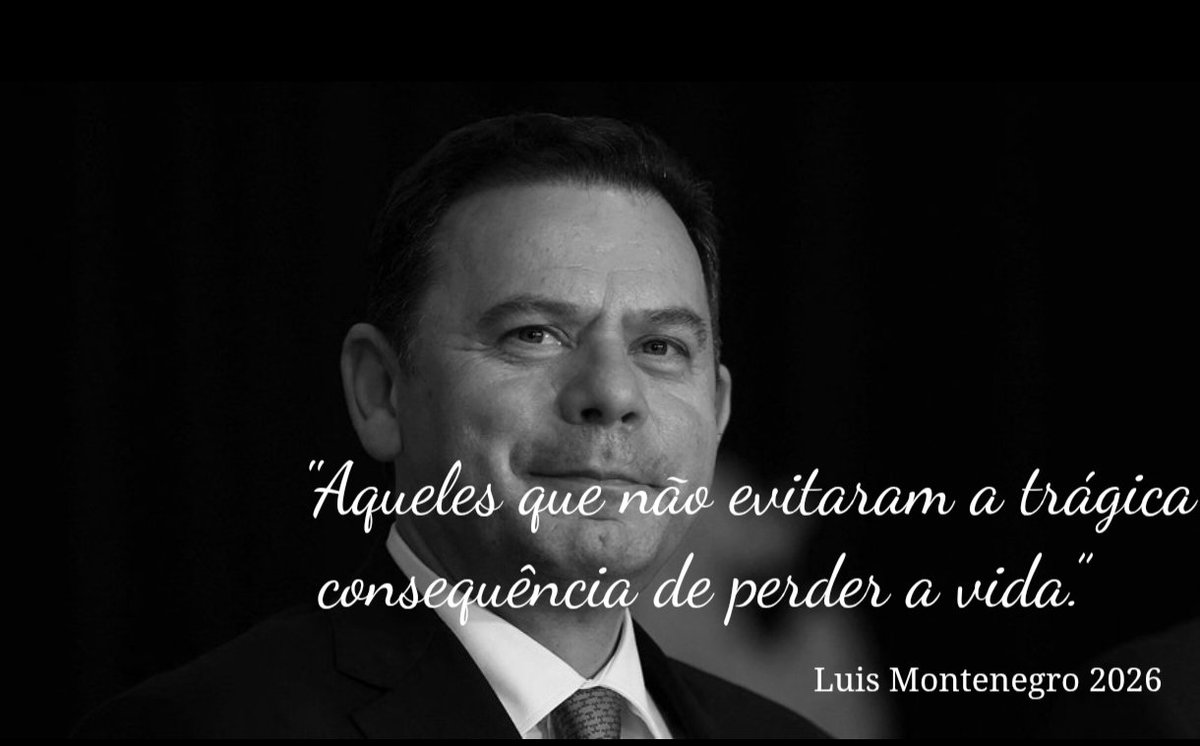 A frase do PM Montenegro sobre as vítimas que morreram após a tempestade Kristin "Aqueles que não evitaram a trágica consequência de perder a vida" é fria e desumana. Culpa as vítimas em vez de assumir falhas na resposta do Estado.
Merecem empatia, não eufemismos. Vergonha.