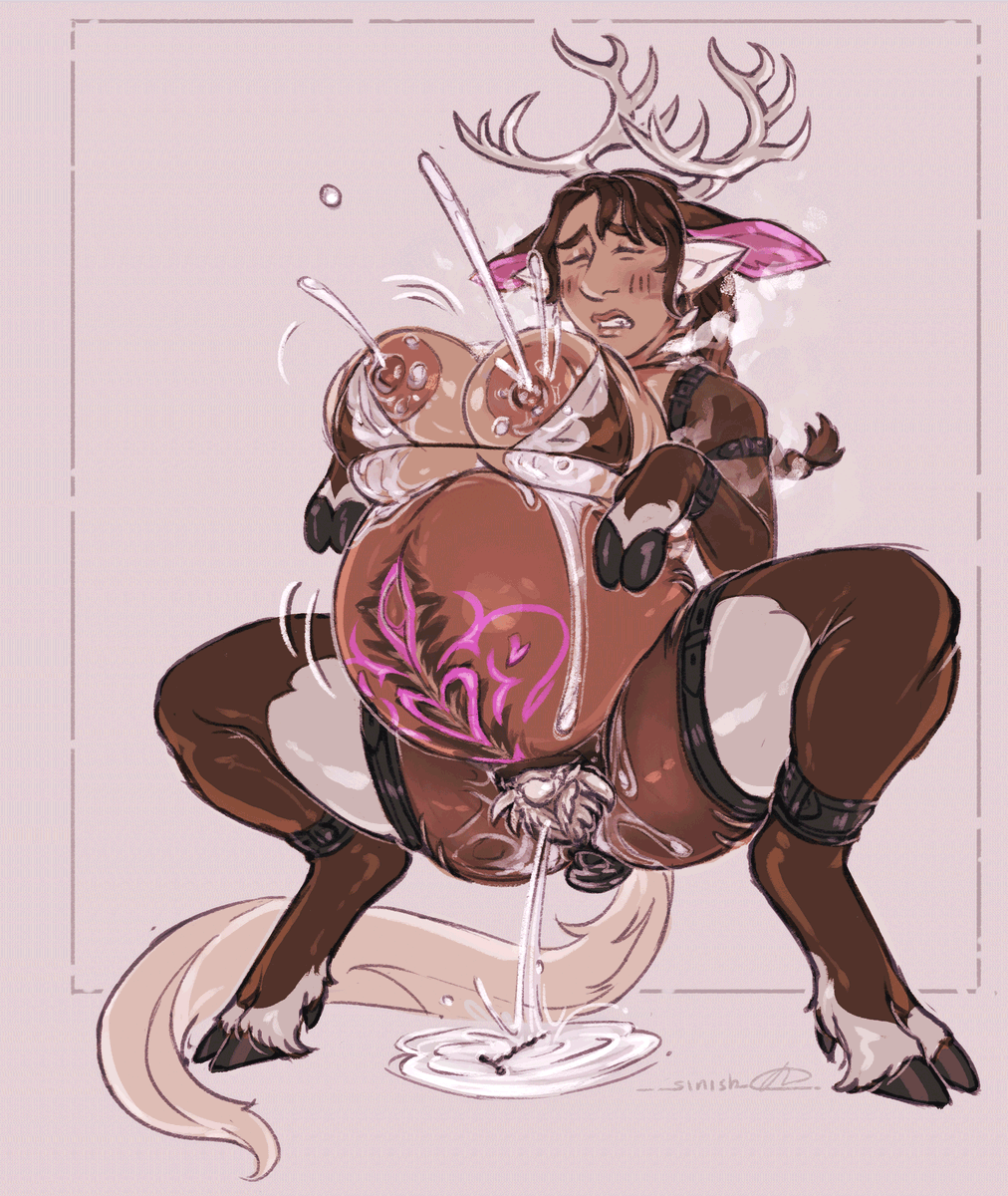 finished YCH A from my preg sketch YCH grab bag for <a href="/nilysila/">🔞🏳️‍⚧️ ROAN 🏳️‍⚧️☁️🍉</a>  ft. their oc, Warren~!