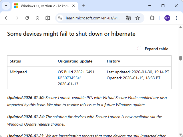 「Windows 11 23H2」が終了・休止できなくなる問題、緊急パッチでは対策不十分／「仮想セキュア モード」（VSM）環境で報告がやまず forest.watch.impress.co.jp/docs/news/2082…