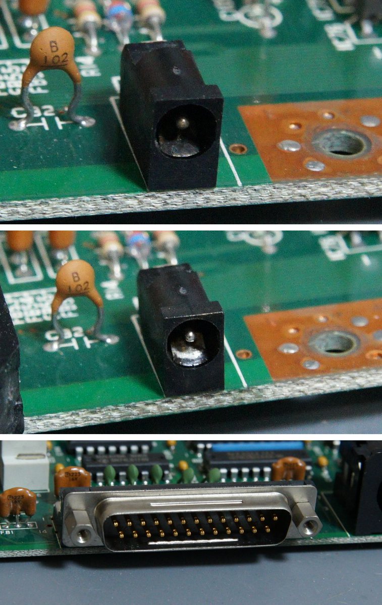 メイン基板、RGB出力基板の電解コンデンサーを総交換しました。 汚れ