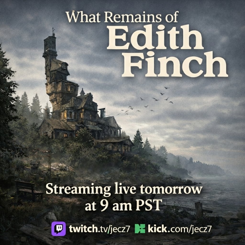 Jecz86's tweet photo. A house full of secrets and a family history to uncover. ✨ First time playing What Remains of Edith Finch tomorrow morning at 9 AM PST! 🧸 Let’s get cozy and explore together.

🎮 
https://t.co/V4xl0P5yJ0 
https://t.co/6ufqlVG4Hk
 
#WRoEF #CozyStreamer #IndieGames #LiveTomorrow https://t.co/z3iOpobxRY
