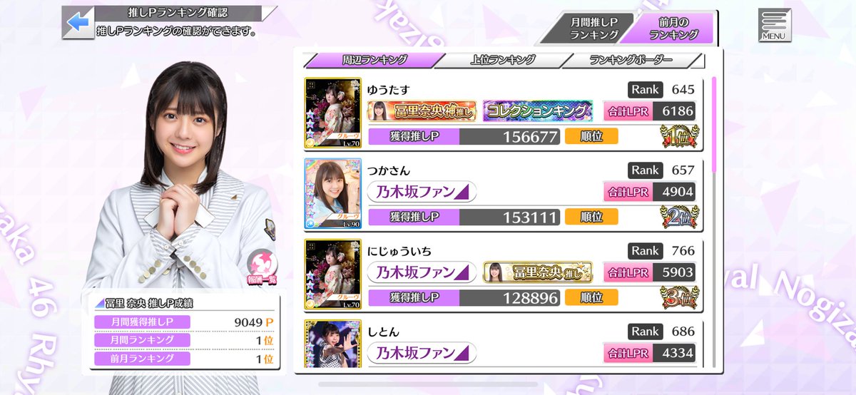 1月も推しPランキング1位でした🥇 ありがとうございます🐻 #乃木フェス