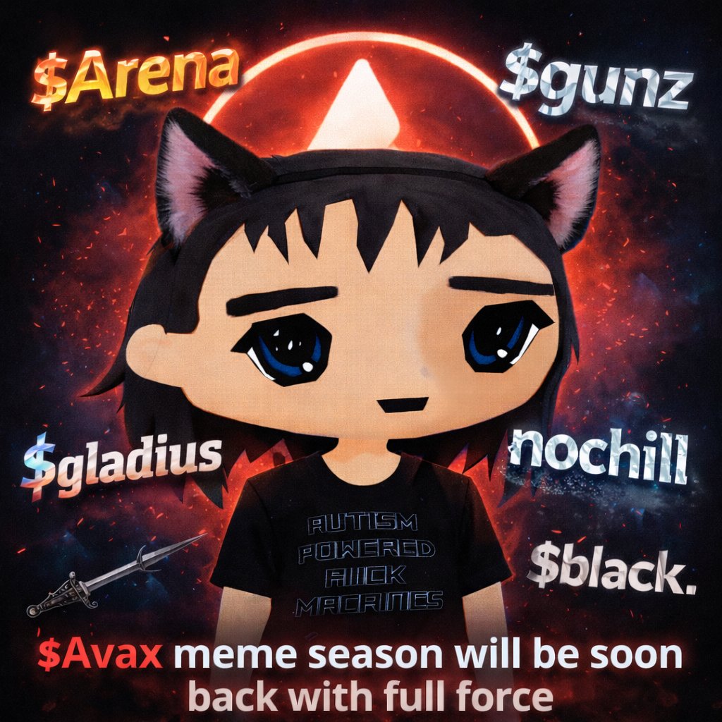 realwarrior313's tweet photo. Gm beautiful souls 

Avalanche vibes loading with full force 

$ARENA $GUNZ $GLADIUS $NOCHILL $BLACK $BANDS 
$APIX $TOPIA

$AVAX meme season isn’t over, it’s just warming up. https://t.co/6jCR42AwDC