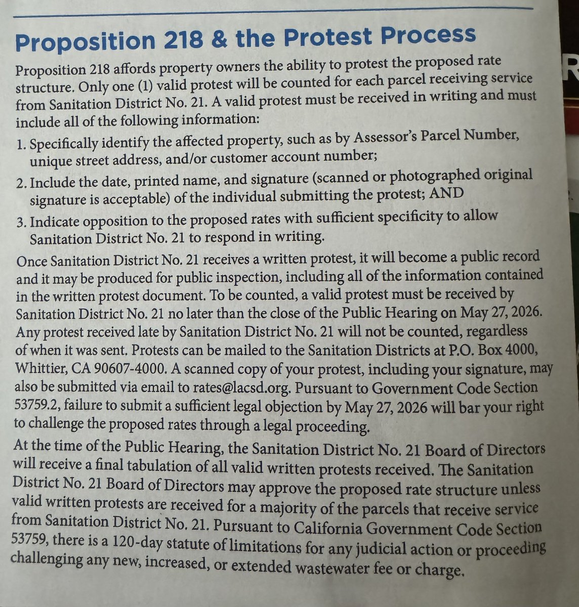 AllenJWilson's tweet photo. The Los Angeles County @SanDistricts wants to double monthly sewage rates for all residents for the next five years.
Current: $15.92
2030-2031: $29.67
Time to tell BIG government: NO!
E-Mail in opposition to: rates@lacsd.org
@HJTA #Prop218 #LocalGOV https://t.co/8LJku0YTWo
