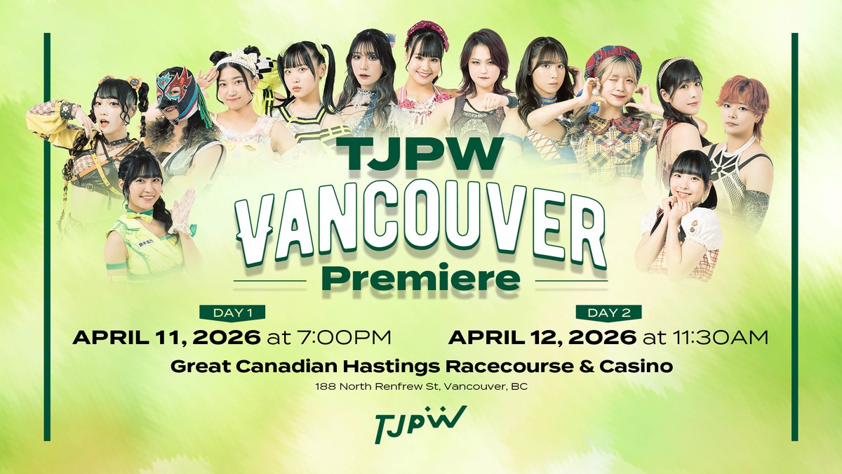 tjpw2013's tweet image. Participating wrestlers for TJPW’s Vancouver Premiere have been confirmed!

tjpw.jp/news/69802aca4…
#tjpwCanada
#tjpw