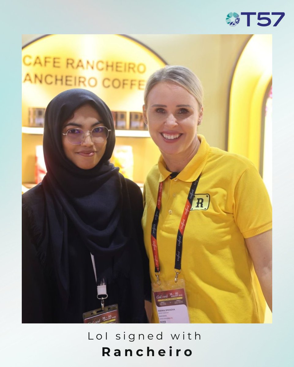 T57_ai's tweet photo. T57 and Rancheiro signed a Letter of Intent (LoI) at Gulfood 2026 in Dubai.
The collaboration will explore opportunities to advance smarter food trade, especially in the Latin American market.
#T57 #Rancheiro #FoodTech #AgriTrade https://t.co/dYMDyazt3V