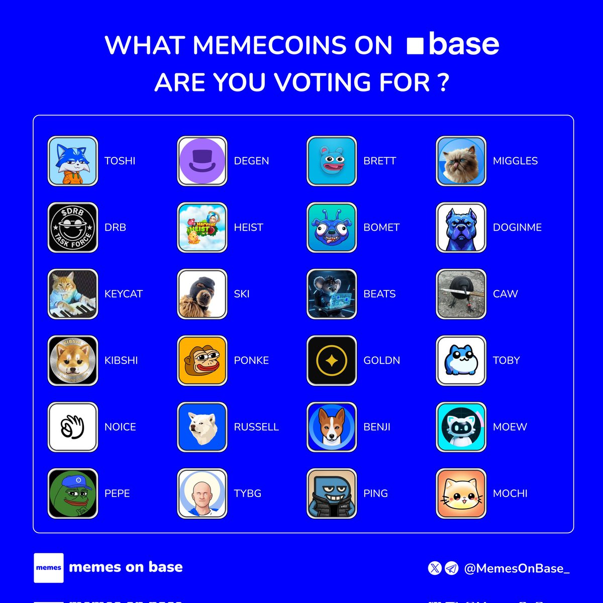WHAT MEMECOINS ON BASE ARE YOU VOTING FOR ? 👇 🟦