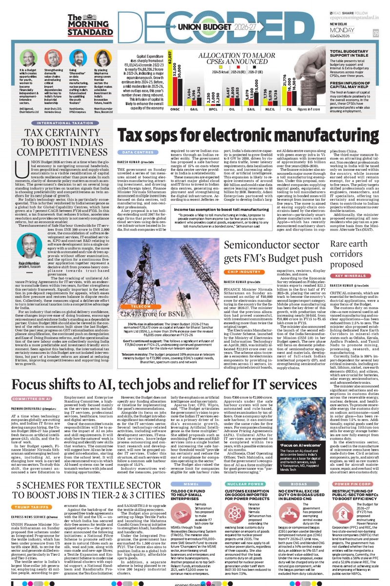 TheMornStandard's tweet photo. From fiscal math to policy signals, breaking down what #UnionBudget2026 means on paper and on ground. #BudgetDecoded #TNIE #BudgetAnalysis
@santwana99 @NewIndianXpress https://t.co/8q6R2GQqKn