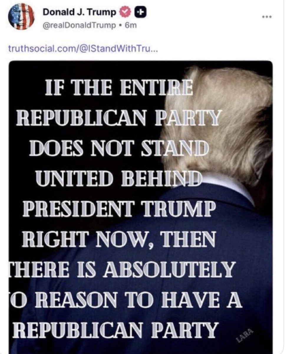 This is cult language.

Trump is saying the party has no identity, no values, and no legitimacy unless everyone submits to him personally. 

That...is...a...cult.

Loyalty to the leader replaces beliefs, policy, and accountability.