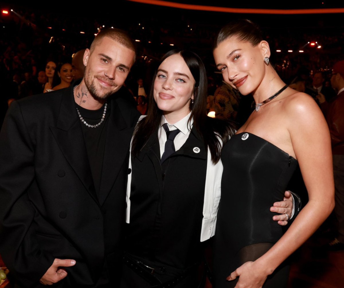 PopCrave's tweet photo. Justin and Hailey Bieber with Billie Eilish at the 2026 #GRAMMYs. https://t.co/RkawjPp7mo
