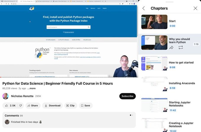 heynavtoor's tweet photo. 9 Data Science Full Courses for 2026 (💯 FREE):

1. Complete Bootcamp
https://t.co/lyR9lcrF0T

2. Python
https://t.co/s1x8uVXOEh

3. SQL
https://t.co/Qcs3O52iqG

4. Excel
https://t.co/tqG0RCY1lA

5. Tableu
https://t.co/t8VuVzINYw

6. Power BI
https://t.co/FizgUH0SJ0

7. Mathematics/Statistics
https://t.co/ahs0aT3JaZ

8. Machine Learning
https://t.co/JRwKXHi8rt

9. Deep Learning
https://t.co/WfvXsd5Hgz