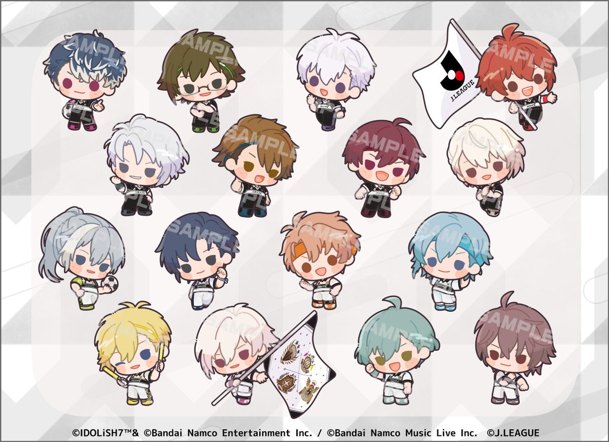 【お仕事情報】
 『Re:vale IDOLiSH7 TRIGGER ŹOOĻ × 明治安田Ｊリーグ百年構想リーグ』限定グッズの４グループみなさんのデフォルメ化イラストを担当させて頂きました！
サッカーコラボレーションの舞台がさらに大きく広がって展開されており、とても嬉しいです！⚽