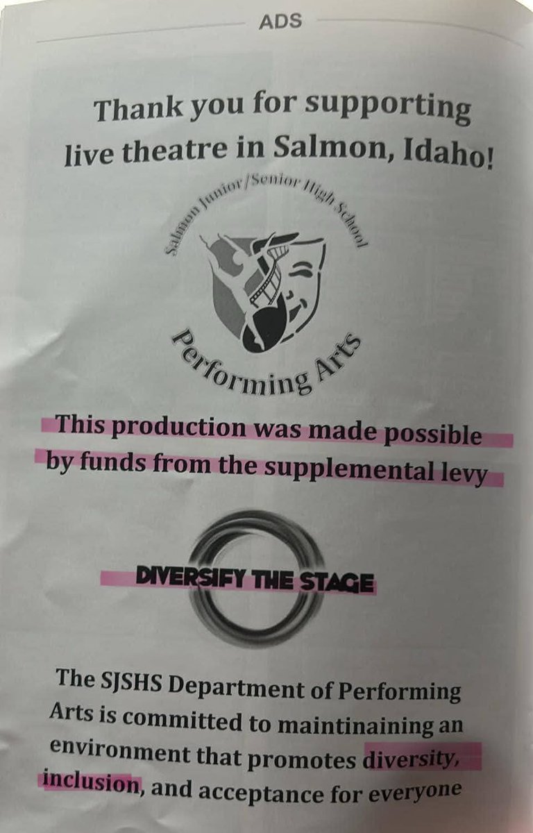 TonyaHeald33's tweet photo. @Citizens_Idaho He will use HB338 funding for a new drama department, in a building that is going to cost $4 million that thev are lving to the community about. This is him blatantly flaunting that he is using the local levy to support DEI, and now they will be using state monev to do it too. https://t.co/937qevUNzd