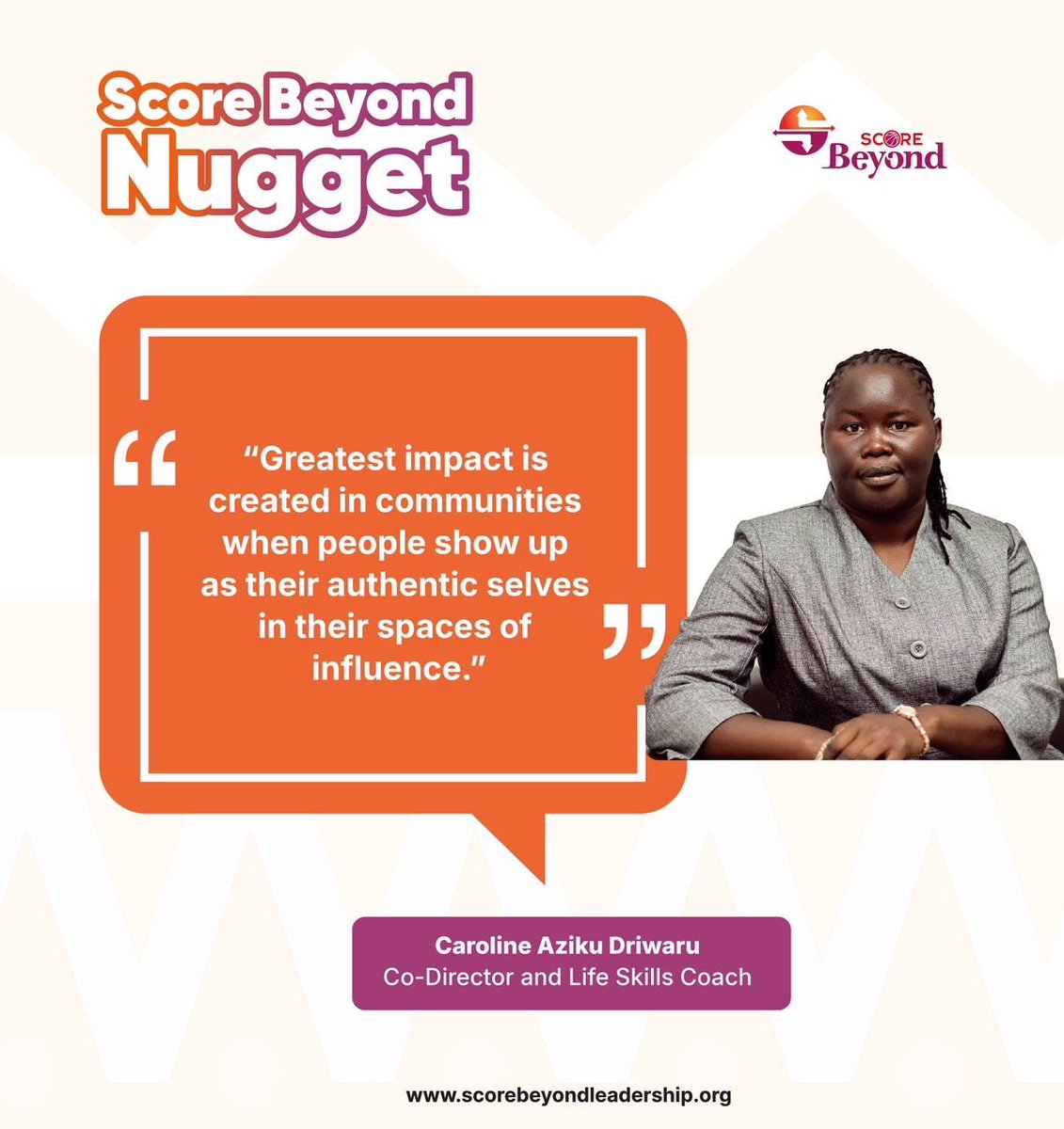 score_beyond's tweet image. Greatest impact starts in communities when leaders show up authentically. Grassroots sports are powerful spaces for growth, confidence, and connection. 💪🏾⚽🏀

Score Beyond Nugget from @AzikuCarol 
#ScoreBeyond #GrassrootsSports #CommunityImpact