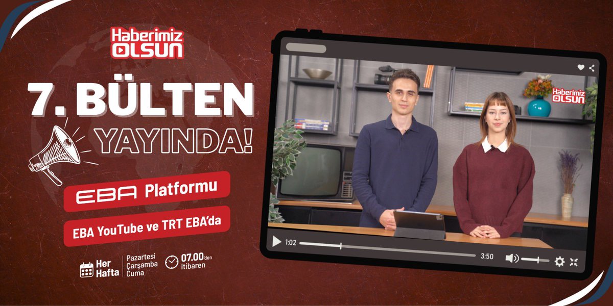🇹🇷 Yeni Dönem, “Bayrak Sevgisi” Temasıyla Başlıyor! 

📺 İkinci dönemin ilk “Haberimiz Olsun” bülteni;

⚡ Türkiye’nin enerjide attığı dev adımlar,

👨‍👩‍👧‍👦 Birlikte öğrenen, birlikte üreten ailelerin hikayeleri,

🌍 Lise sıralarından uluslararası arenaya uzanan ilham verici başarılar