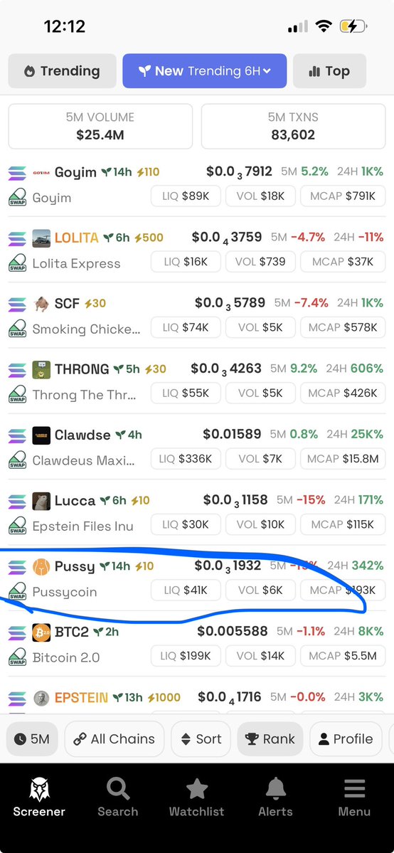 Coinflipdev's tweet image. I love it when i see some $Pussy as soon as I open dexscreener 💦 #7 n counting 🚀