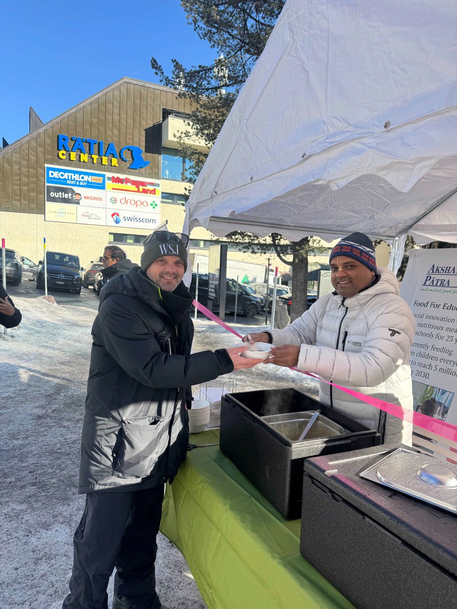 naveenadasa's tweet photo. I was happy to be part of the @WFMAmerica to serve freshly cooked, wholesome meals by setting up a special kiosk near the Ratia Centre on Promenade Street during the World Economic Forum Annual Meeting 2026 in Davos @wef. We served meals to more than 1,000 visitors each day. https://t.co/uq2zwqLGKe