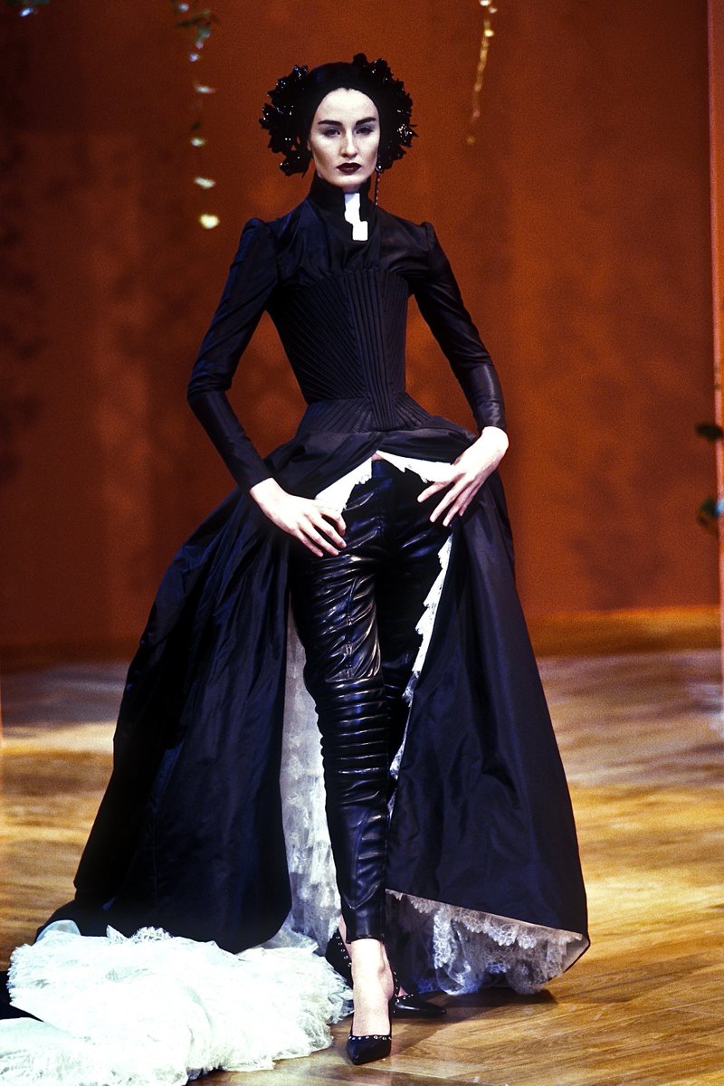 lady gaga wearing a givenchy haute couture ‘the french village’ s/s 1999 ensemble by alexander mcqueen at the 68th annual grammy awards