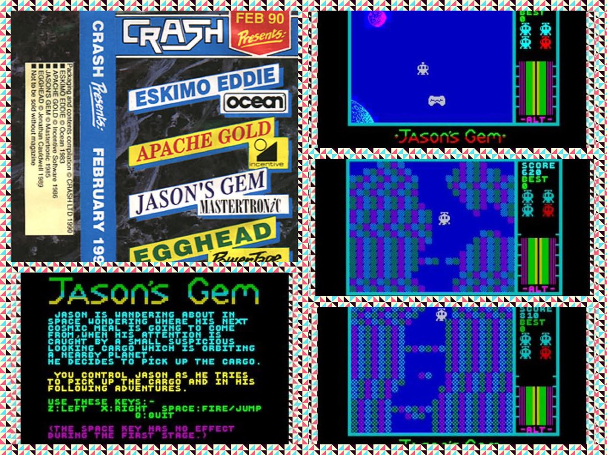OldSchoolBooks1's tweet photo. Looking at the #CrashMagazine #ZXSpectrum covertapes #retrogaming February 1990 #JasonsGem, the one game that I can really tell that my co-ordination has gone to pot over the years. I used to be able to get to the platformer stage in this game. https://t.co/Rj4CFScMlp