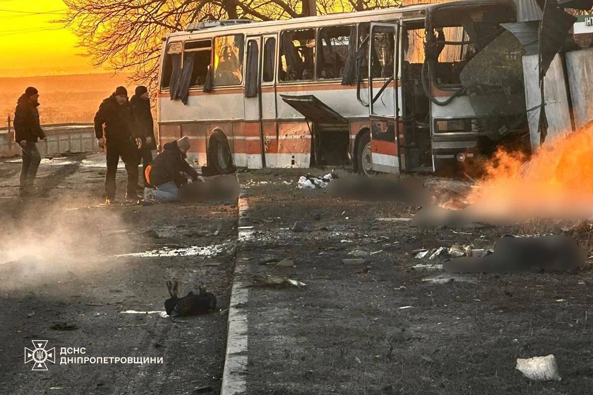 At least 15 dead after Putin’s forces strike bus carrying miners in Dnipropetrovsk region — all were returning home
Russians are evil satanic criminals. 
Russians are the disgrace of Europe.....100 years ,1.5 billion people murdered ,250 proxy wars,40 different people genocided