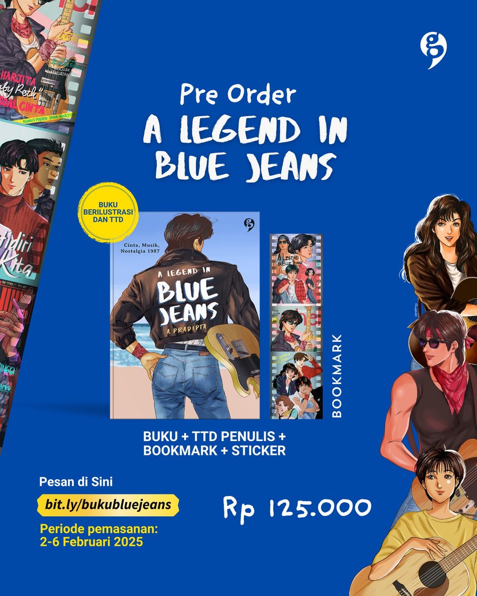 pradipta19's tweet photo. Pre-order #ALegendInBlueJeans sudah dibuka hari ini 2.2. Finally. 👖🎵

Setelah sekian lama menulis, akhirnya satu karya A. Pradipta diterbitkan oleh penerbit mayor, Gagas Media. ☺️

Pre-order di sini: https://t.co/AnUzPP2Ji1 https://t.co/eExablC0t1