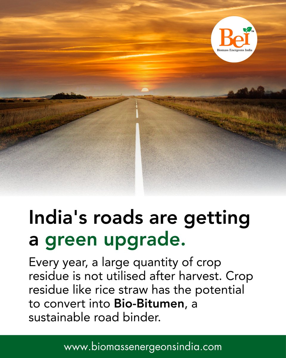 biomass_bei's tweet image. Turning crop residue into Bio-Bitumen for cleaner, stronger, and more sustainable roads. 🌱🛣️
Waste to value is the future of Indian infrastructure.
#BioBitumen #SustainableRoads #GreenInfrastructure #CircularEconomy #BiomassEnergeonsIndia