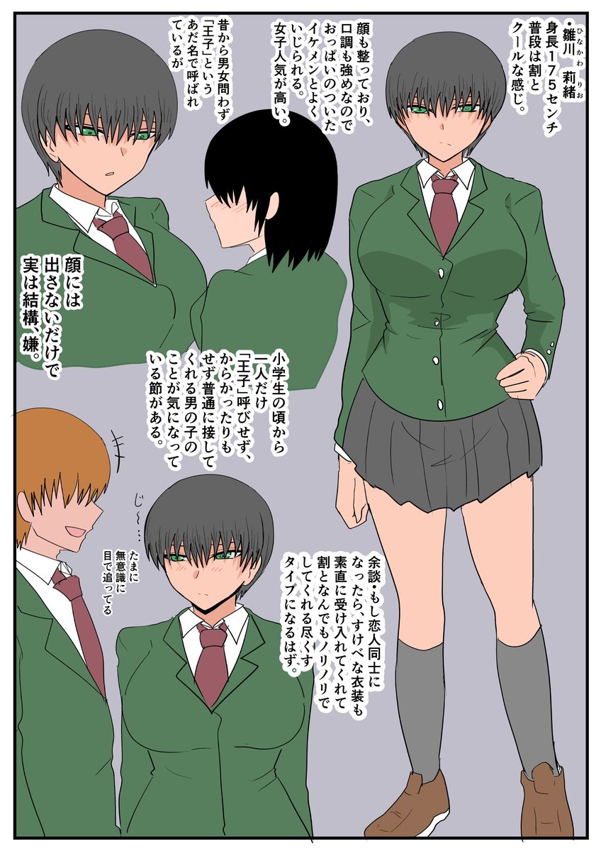 今描いてる漫画の女の子の設定。 