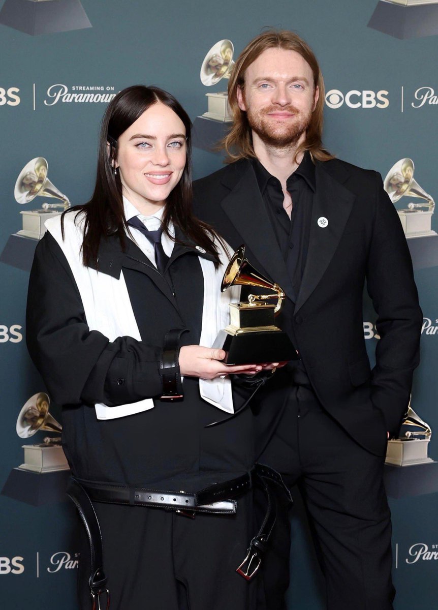 Billie and <a href="/finneas/">FINNEAS</a> with their Song of the Year #GRAMMY tonight in Los Angeles, California! 🥹❤️