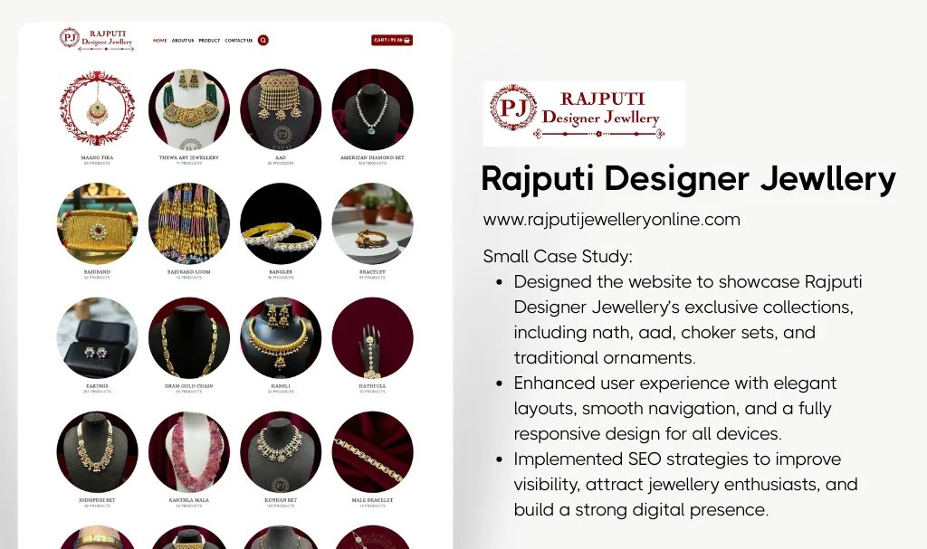Rajputi Jewelry Website Designer Udaipur
We design elegant, mobile-friendly jewelry websites that showcase tradition and boost online presence. Call +91 96028 41237 today!
udaipurwebdesigner.com/portfolio-item…
#UdaipurWebDesigner #RajputiJewelry #JewelryWebsiteDesigner #JewelryWebsiteDesign