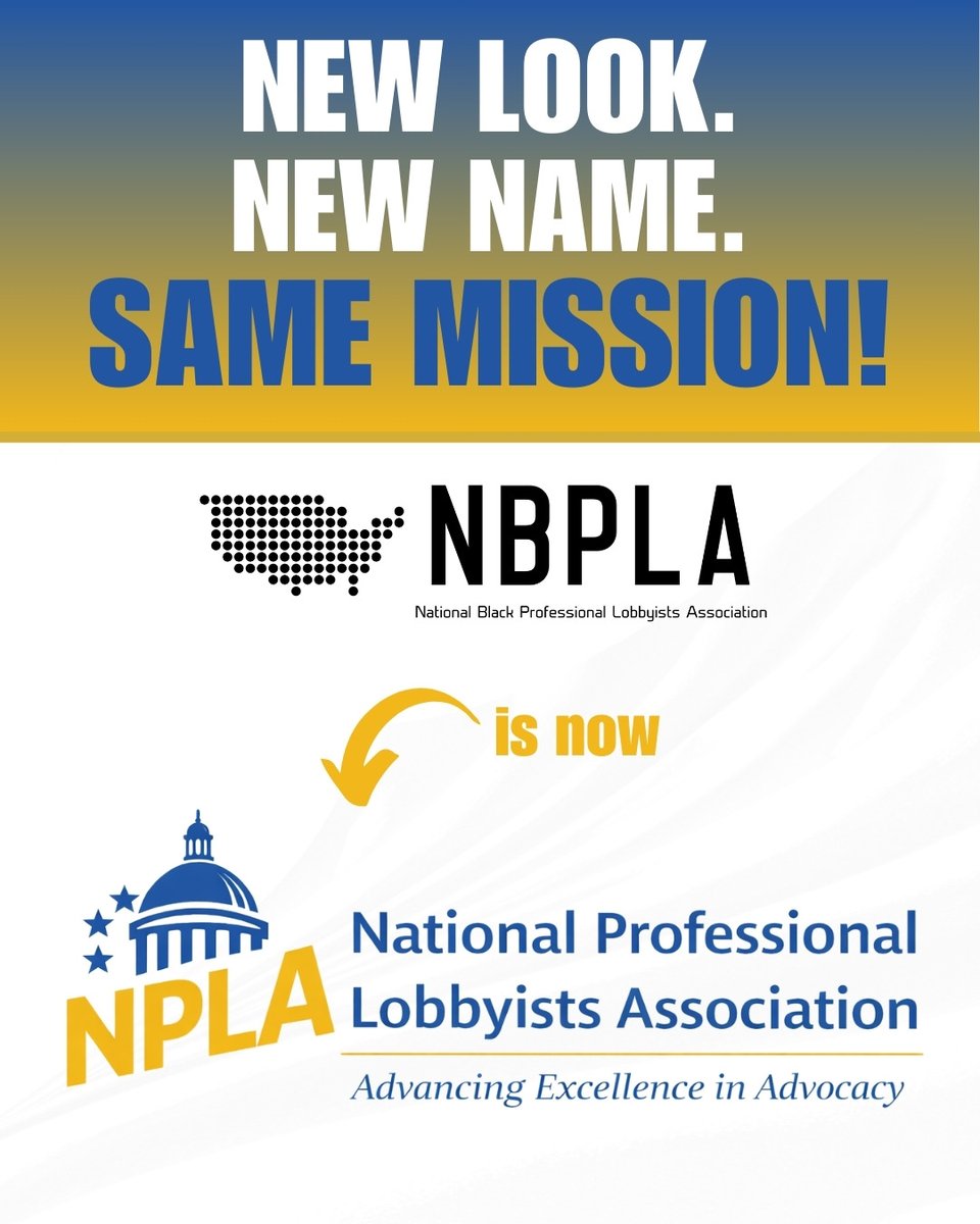 NBPLAorg's tweet photo. NBPLA is now NPLA — the National Professional Lobbyist Association.

Our new name and brand reflect our continued growth, national reach, and commitment to advancing the profession while building a stronger, more inclusive future. Visit us at https://t.co/TwbUFXjCW0 (yes, .us) https://t.co/TRlExJreM0