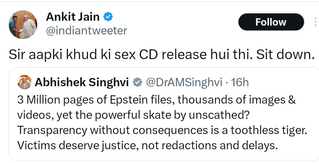 जिनके घर शीशे के होते हैं, वे दूसरों पर पत्थर नहीं फ़ेंका करते <a href="/DrAMSinghvi/">Abhishek Singhvi</a> 🤣🤣