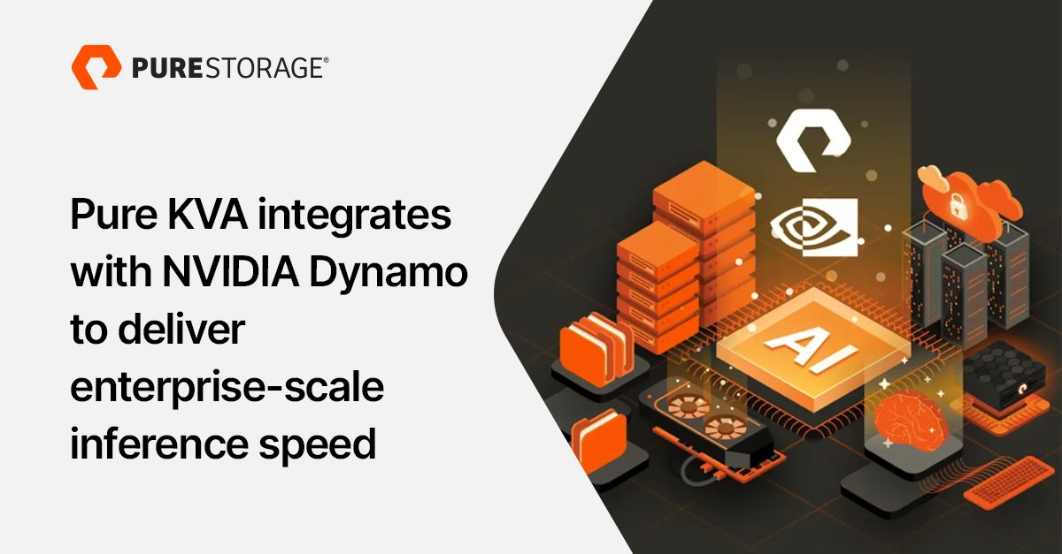 LLM inference at scale can be fast &amp; simple. 
With Pure KVA integrated into NVIDIA Dynamo, key/value data is reused across inference workloads. No model rewrites. No engineering lift. Just faster #AI outcomes at scale for your #enterprise. 

Know more: bit.ly/4kdmWtd