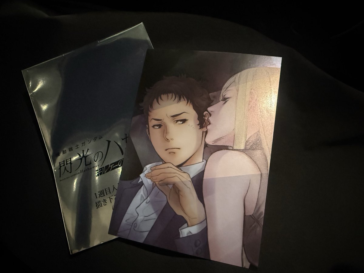 ___ATS15's tweet photo. マフティーが観光地にいるわけないだろ！！！！
特典のイラストカード、ハサウェイとギギペアが出て満足や！ https://t.co/T53UYnI8AG