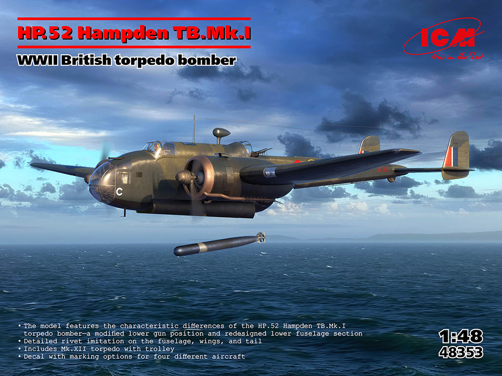 輸入新製品（ICM社）】 1:48プラモデル 「WWII イギリス軍 雷撃機 HP