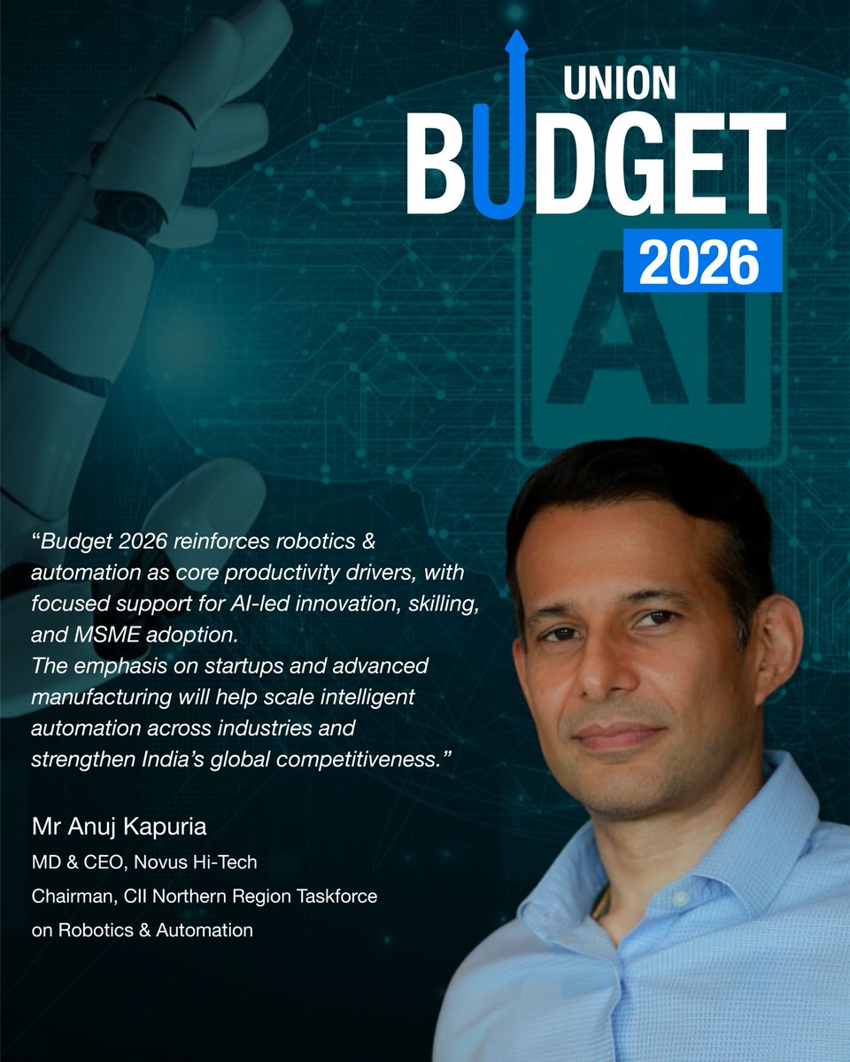 Our MD &amp; CEO <a href="/anujkapuria/">Anuj Kapuria</a>'s perspective on Union Budget 2026!

#Budget2026 #BudgetForViksitBharat #Robotics #automation #MakeInIndia #AI 

<a href="/nsitharaman/">Nirmala Sitharaman</a> <a href="/GoI_MeitY/">Ministry of Electronics & IT</a> <a href="/makeinindia/">Make in India</a> <a href="/NITIAayog/">NITI Aayog</a>