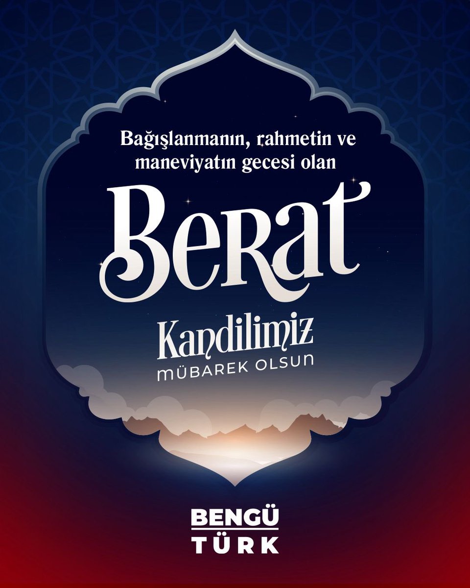 Bağışlanmanın, rahmetin ve maneviyatın gecesi olan Berat Kandilimiz Mübarek Olsun.

#Bengütürk