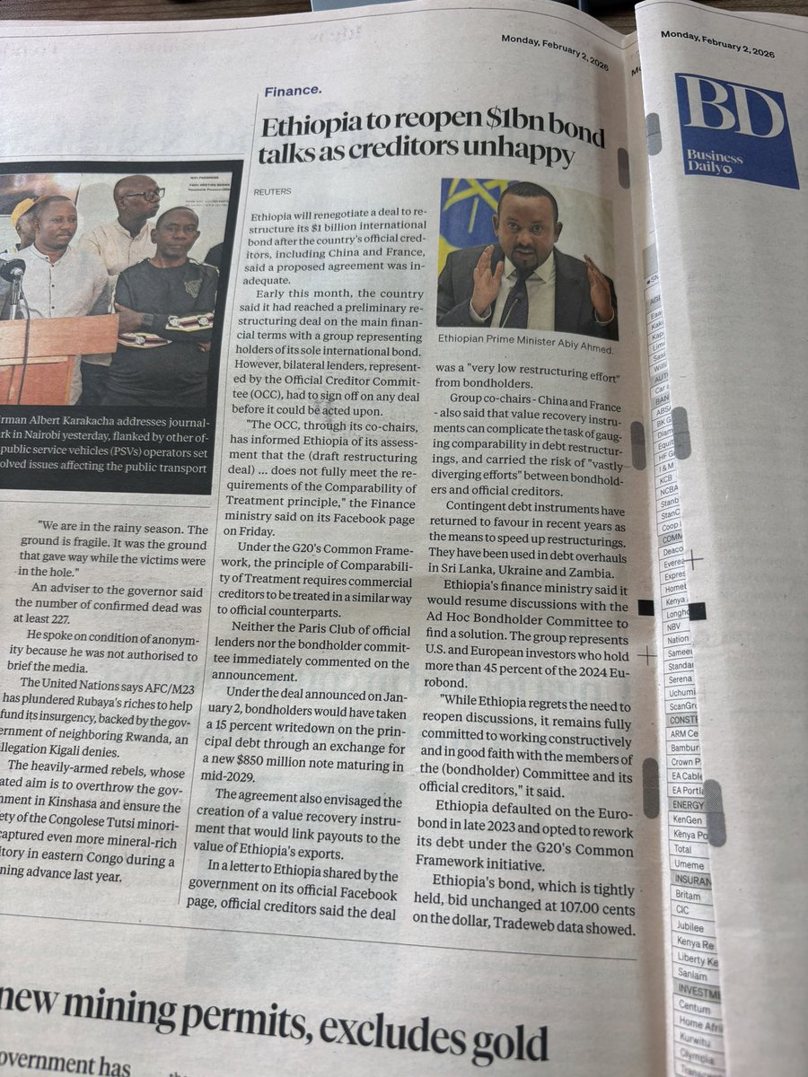 Huko Ethiopia it seems like it’s T for very tuff

East Africa debt crisis is here to stay